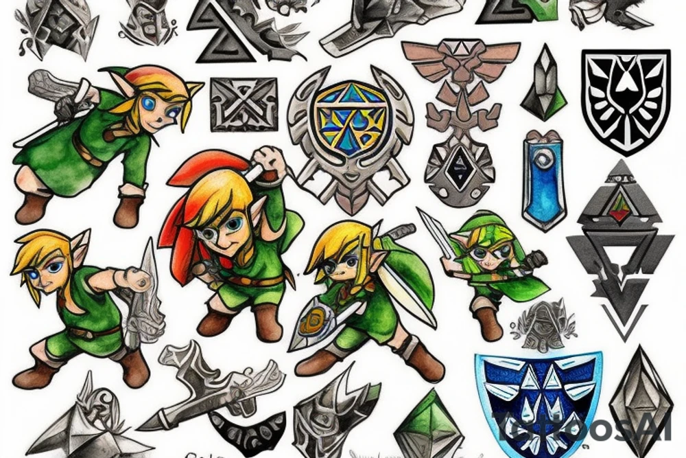 The Legend Of Zelda Link tattoo idea