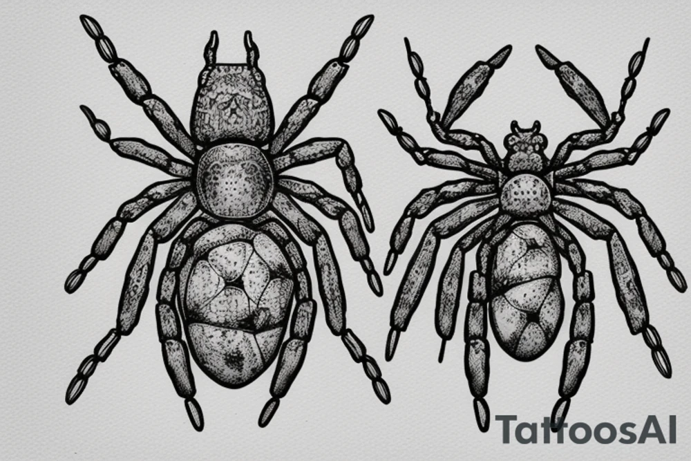 Garden Orb weaver spider holding gumnut baby tattoo idea