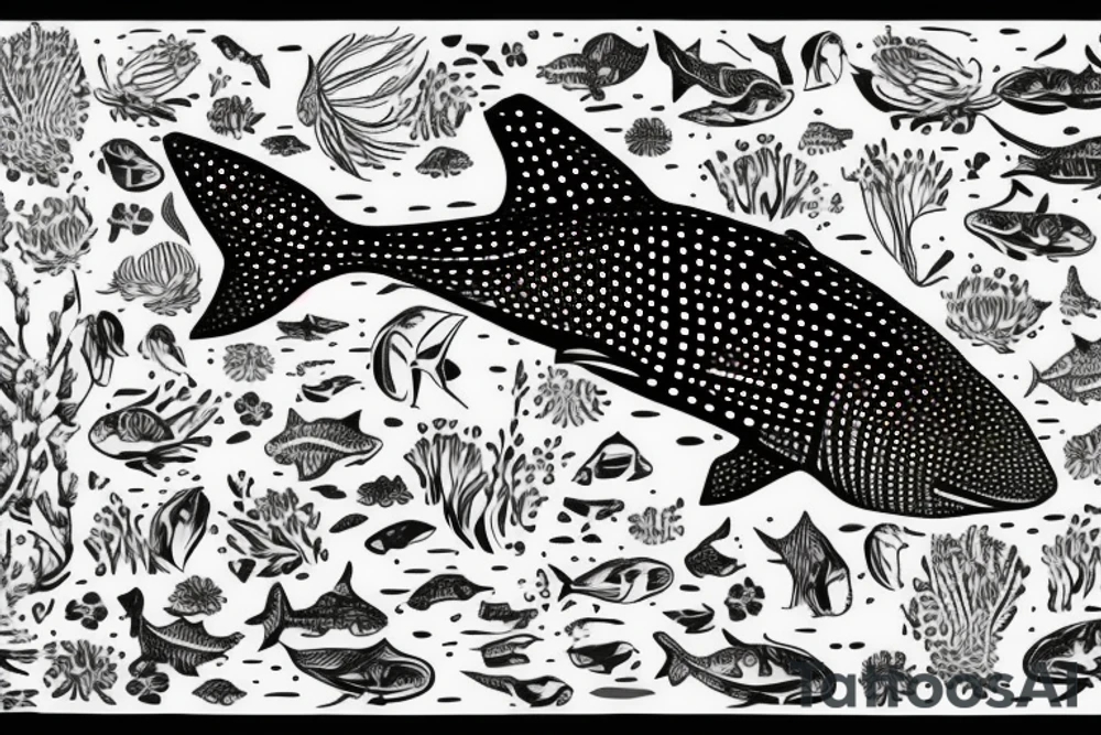 Whale shark made of flowers tattoo idea