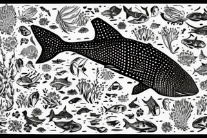 Whale shark made of flowers tattoo idea