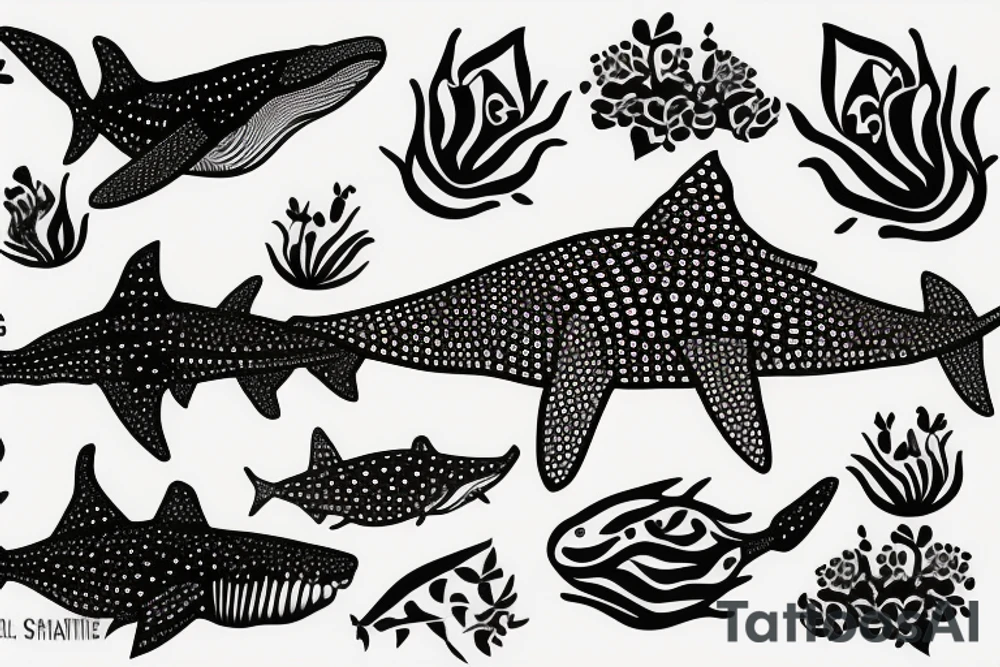 Whale shark made of flowers tattoo idea