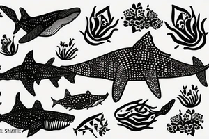 Whale shark made of flowers tattoo idea
