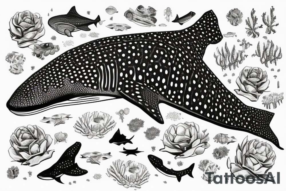 Whale shark made of flowers tattoo idea