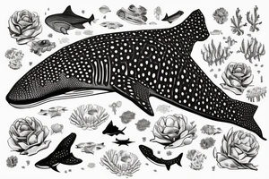 Whale shark made of flowers tattoo idea