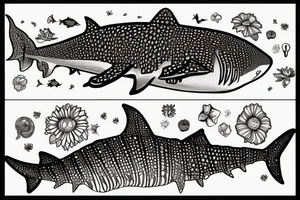 Whale shark made of flowers tattoo idea