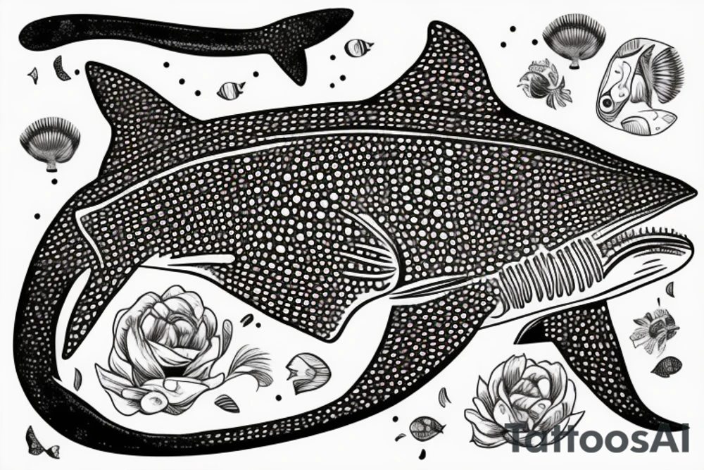 Whale shark made of flowers tattoo idea