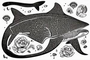 Whale shark made of flowers tattoo idea