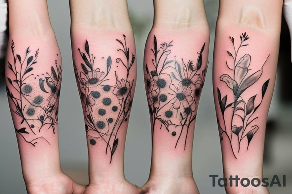 delicate sunnflowers that look relastic. very dainty but detailed and botanical. tattoo idea