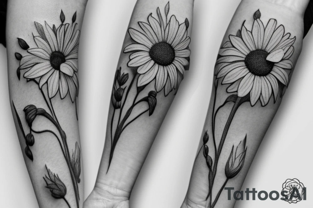 delicate sunflowers that look realistic. very dainty but detailed and botanical. tattoo idea