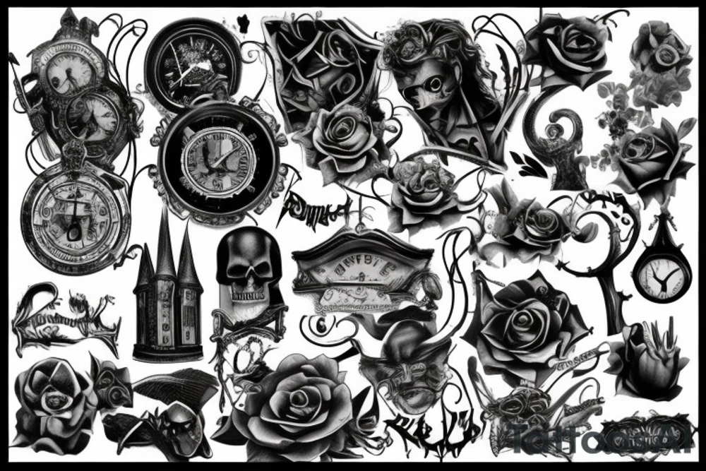 Dark Gothic style time being wasted tattoo idea