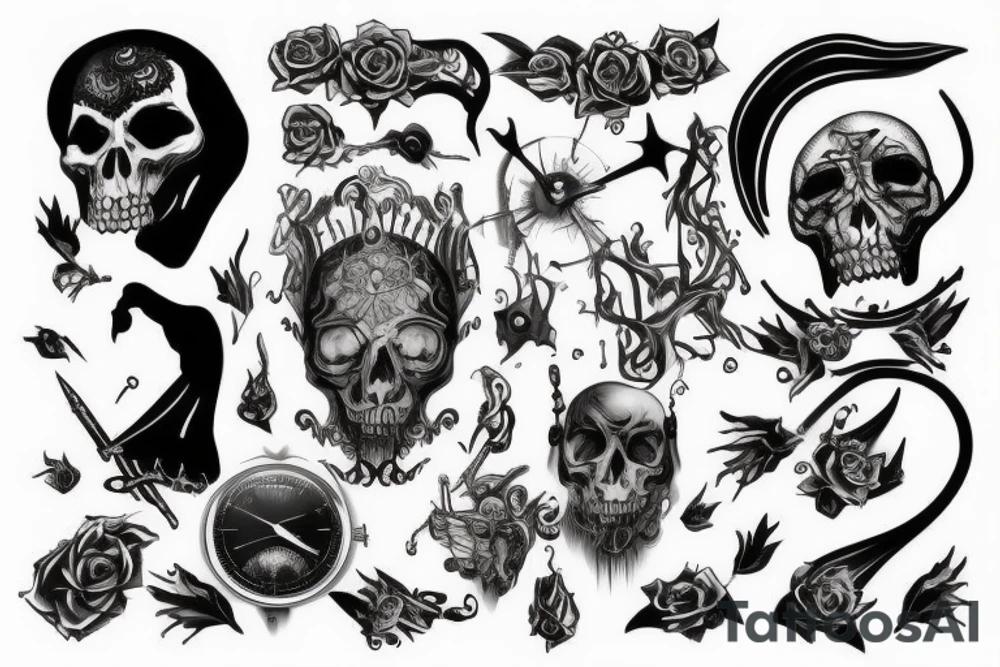 Dark Gothic style time being wasted tattoo idea