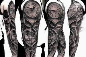 Dark Gothic style time being wasted sleeve tattoo tattoo idea