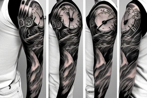 Dark Gothic style time being wasted sleeve tattoo tattoo idea