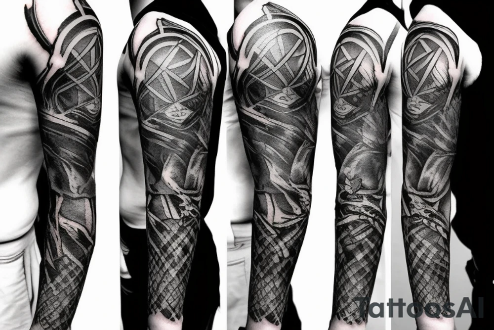 Dark Gothic style time being lost sleeve tattoo tattoo idea Dark Gothic style time being lost sleeve tattoo tattoo idea