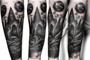 Dark Gothic style time being lost sleeve tattoo tattoo idea