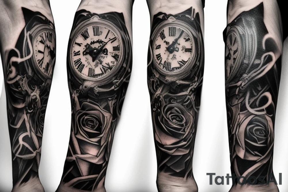 Dark Gothic style time being lost sleeve tattoo tattoo idea Dark Gothic style time being lost sleeve tattoo tattoo idea