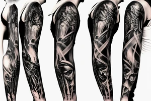 hyper realistic Dark Gothic style time being lost sleeve tattoo tattoo idea