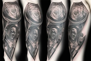 hyper realistic Dark Gothic style time being lost sleeve tattoo tattoo idea