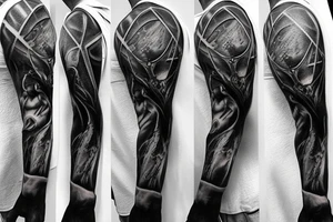 hyper realistic Dark Gothic style time being lost sleeve tattoo tattoo idea