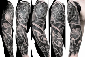 hyper realistic Dark Gothic style time being lost sleeve tattoo tattoo idea
