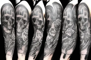 hyper realistic Dark Gothic style time being lost to alcohol sleeve tattoo tattoo idea