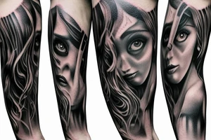 hyper realistic Dark Gothic style time being lost to alcohol sleeve tattoo tattoo idea