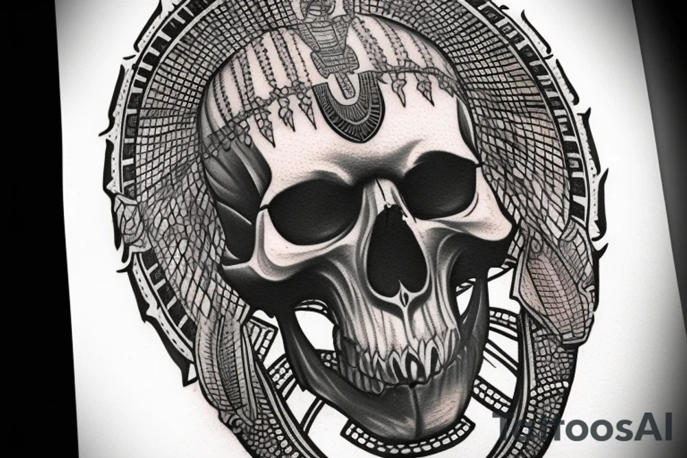 Egyptian warrior skull tattoo idea