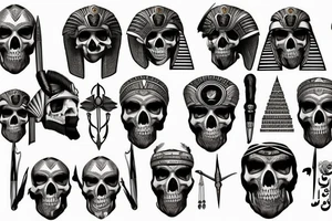 Egyptian warrior skull tattoo idea