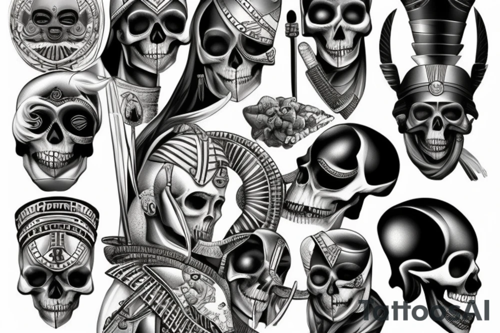 Egyptian warrior skull tattoo idea
