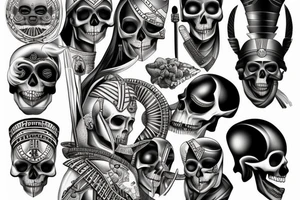 Egyptian warrior skull tattoo idea