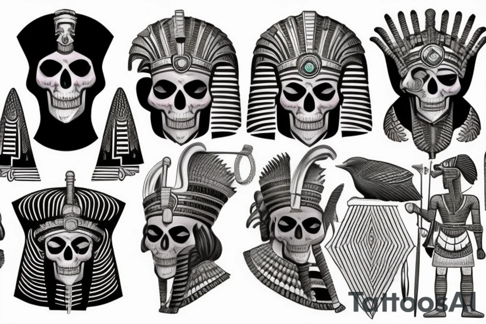 Egyptian warrior skull tattoo idea