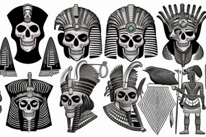 Egyptian warrior skull tattoo idea