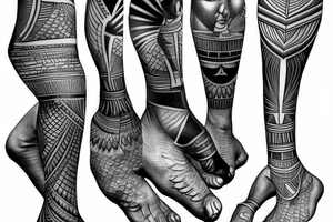Leg sleeve Egyptian gods tattoo idea