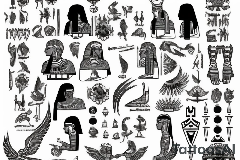 Egyptian King leg sleeve tattoo idea