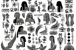 Egyptian King leg sleeve tattoo idea