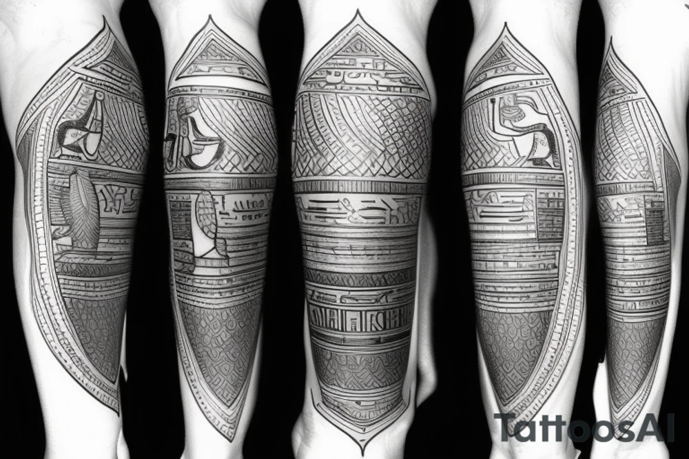 Egyptian King leg sleeve tattoo idea