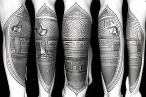Egyptian King leg sleeve tattoo idea