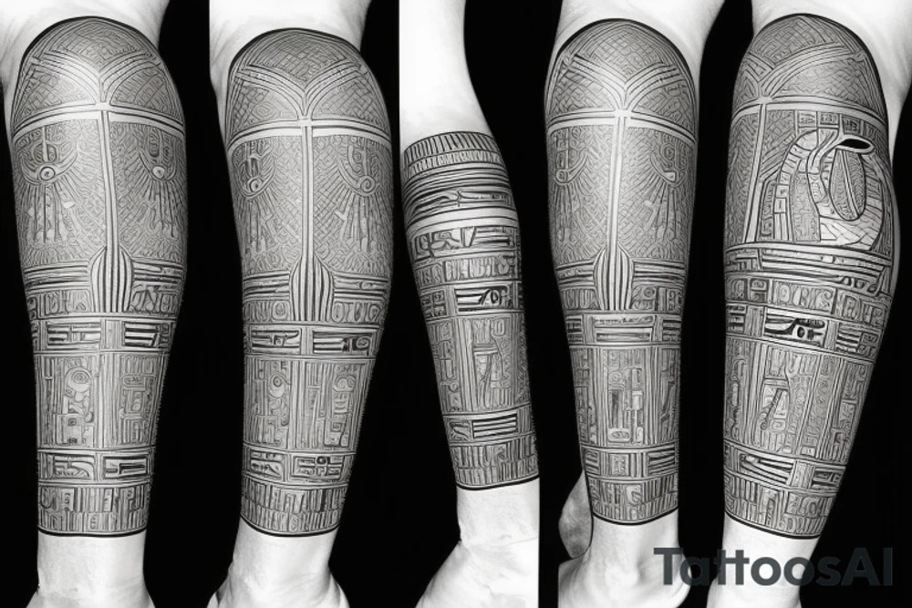 Egyptian King leg sleeve tattoo idea