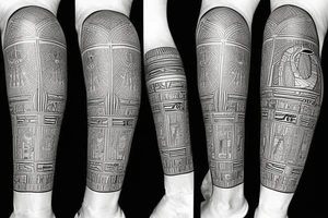Egyptian King leg sleeve tattoo idea