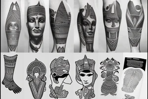Egyptian King leg sleeve tattoo idea