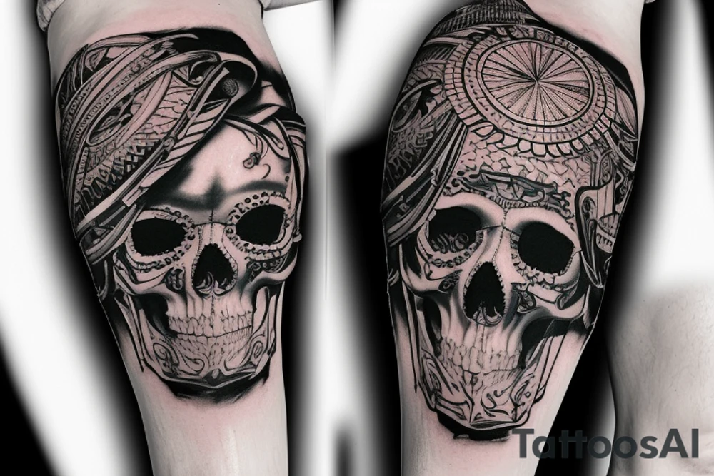 Egyptian King skull
 leg sleeve tattoo idea