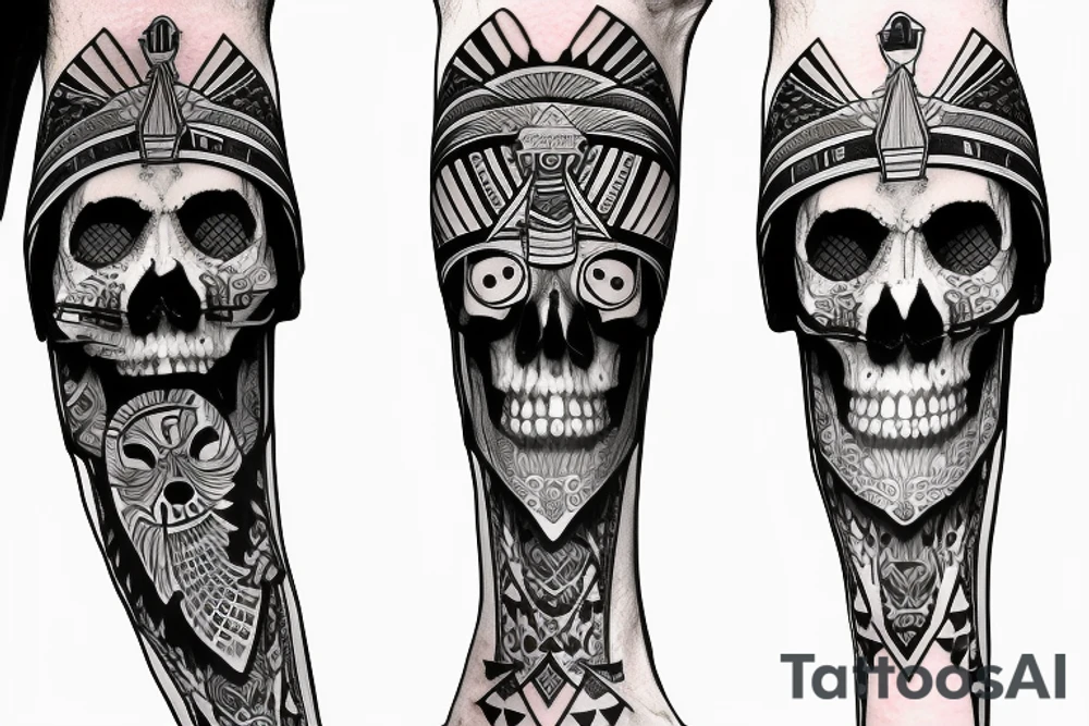 Egyptian King skull
 leg sleeve tattoo idea
