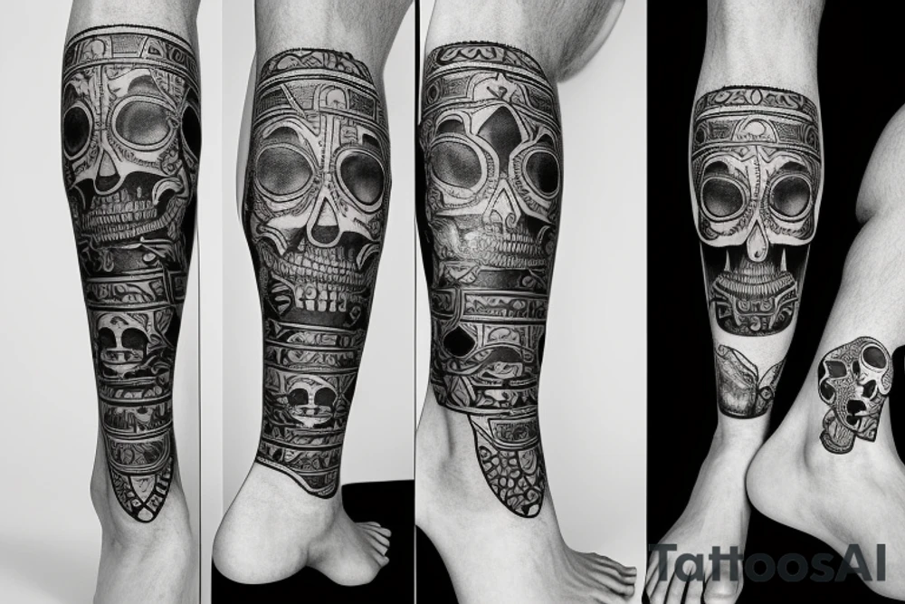 Egyptian King skull
 leg sleeve tattoo idea