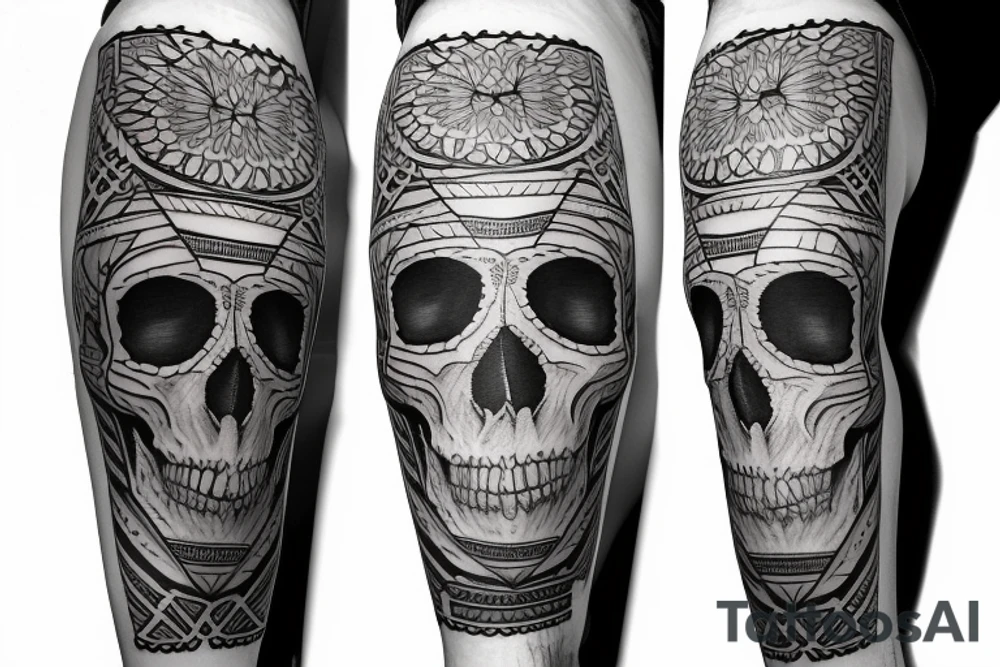 Egyptian King skull
 leg sleeve tattoo idea