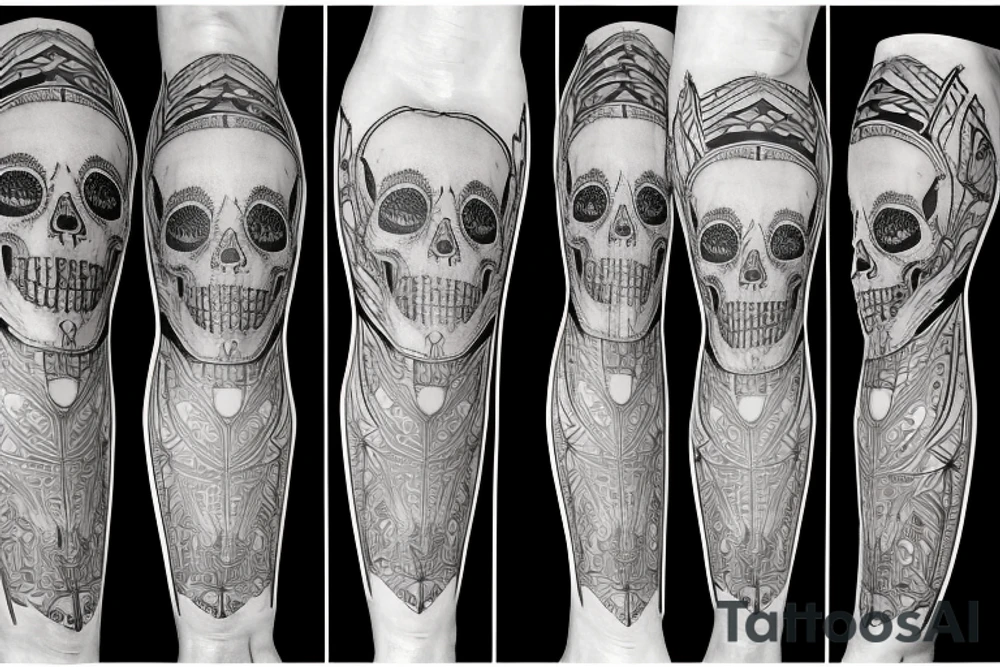 Egyptian King skull
 leg sleeve tattoo idea