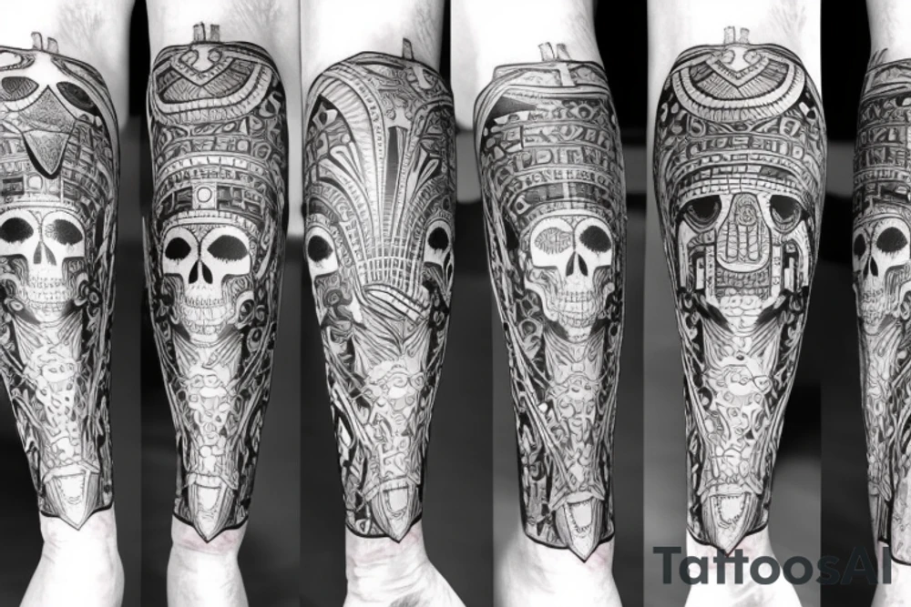 Egyptian King skull
 leg sleeve tattoo idea