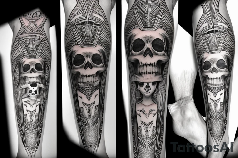 Egyptian King skull
 leg sleeve tattoo idea