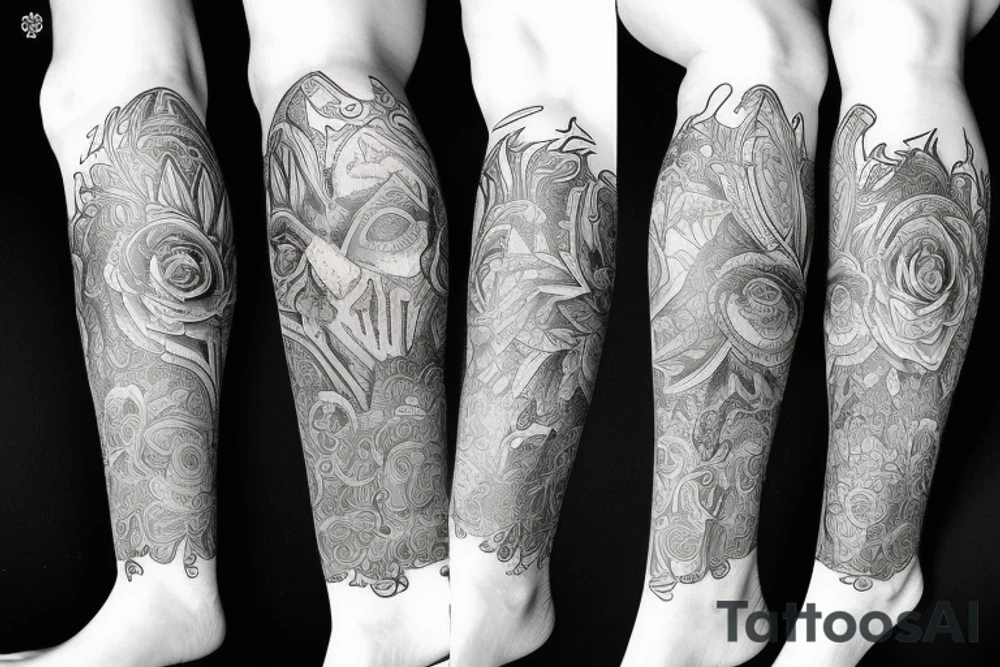 King leg sleeve tattoo idea
