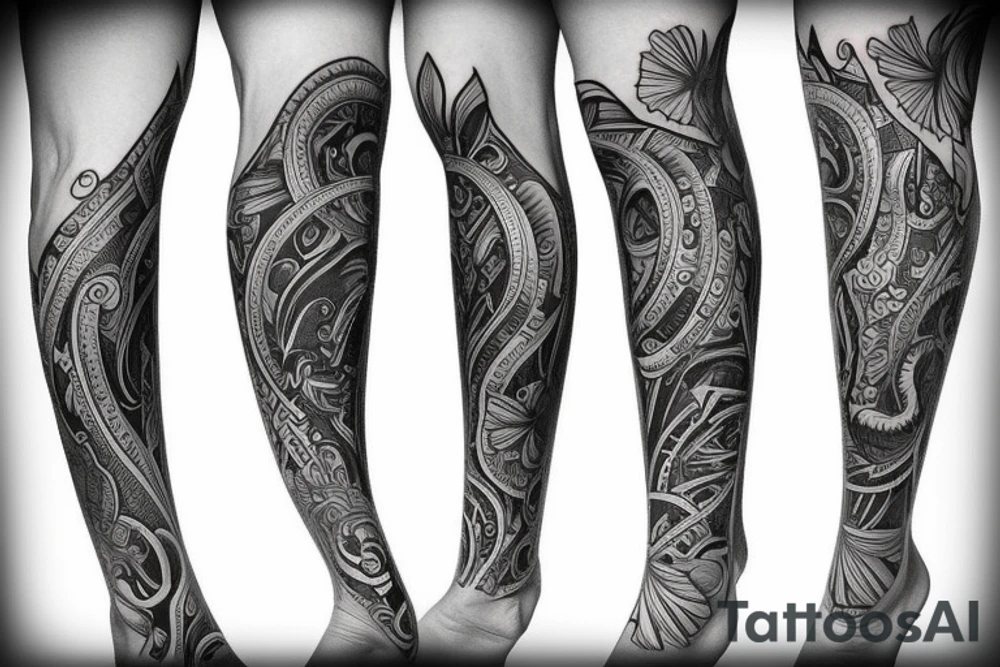 King leg sleeve tattoo idea