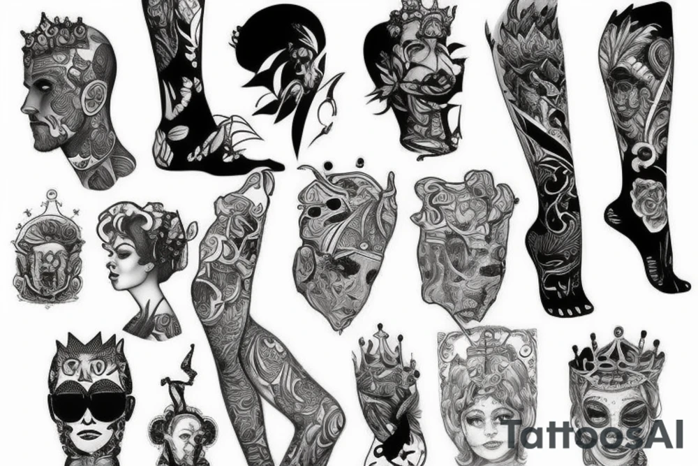 King leg sleeve tattoo idea